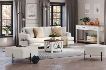 Menard Compact 3-sits Soffa i Bouclé - Vit - Möbler - Soffa - 3 sits soffa