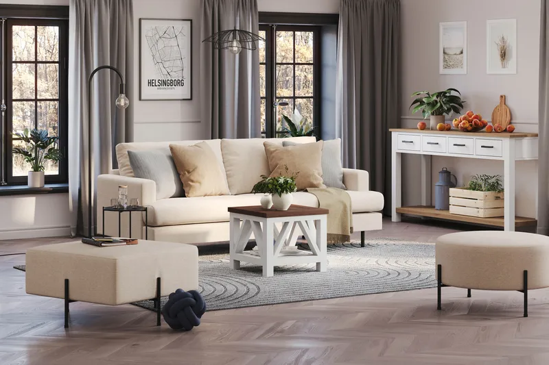 Menard Compact 3-sits Tygsoffa - Beige - Möbler - Soffa - 3 sits soffa