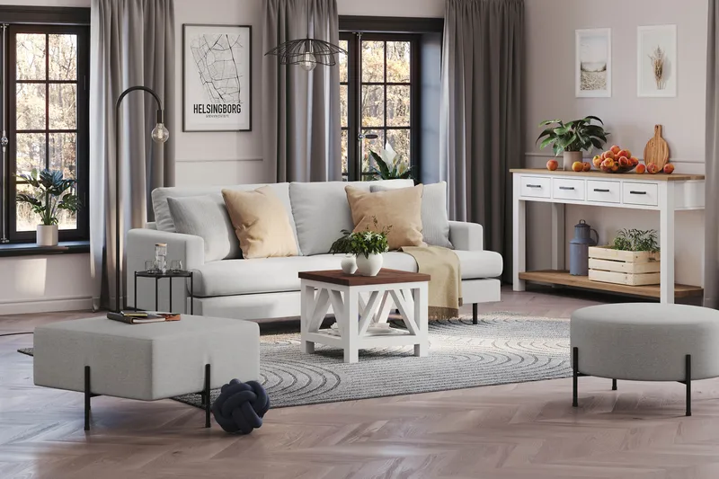 Menard Compact 3-sits Tygsoffa - Ljusgrå - Möbler - Soffa - 3 sits soffa