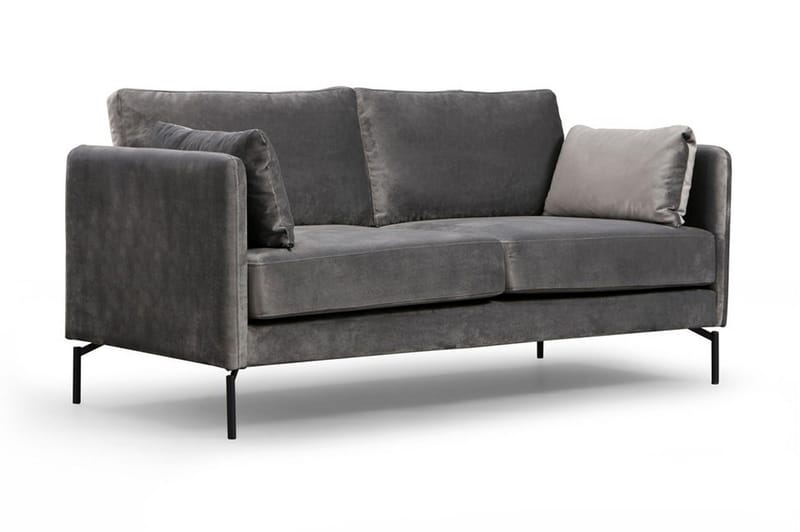 Mezonzo 2-sits Sammetssoffa 177 cm med Smala Armstöd - Grå - Möbler - Soffa - 2 sits soffa