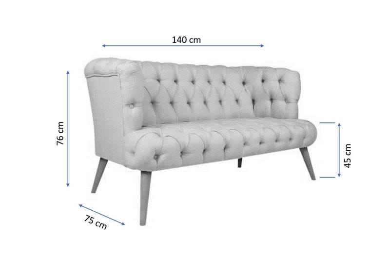 Monroew 2-sits Soffa - Grå/Natur - 2 sits soffa