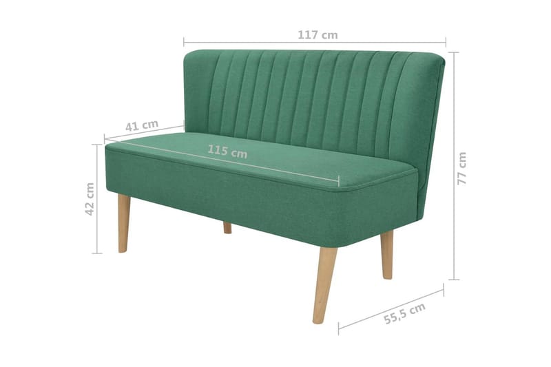 Soffa 117x55,5x77 cm tyg grön - Grön - 2 sits soffa