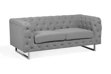 Vissland 2-sits Tuftad Soffa i Tyg med Metallben - Grå - Möbler - Soffa - 2 sits soffa