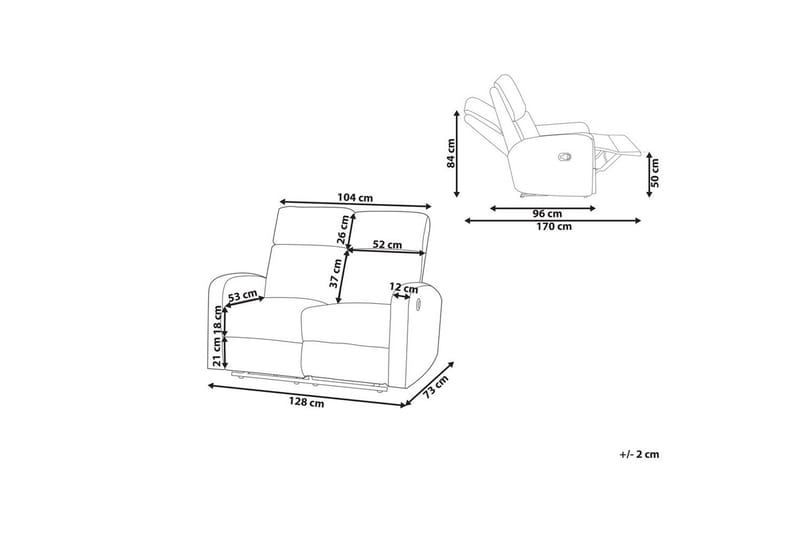 2-sitssoffa elektrisk Verdal Vit - Vit - Möbler - Soffa - Biosoffa & reclinersoffa