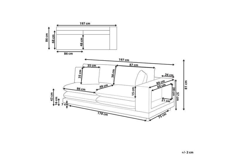 2-sitssoffa Heden Beige/ljust trä - Beige/ljust trä - Möbler - Soffa - 2 sits soffa