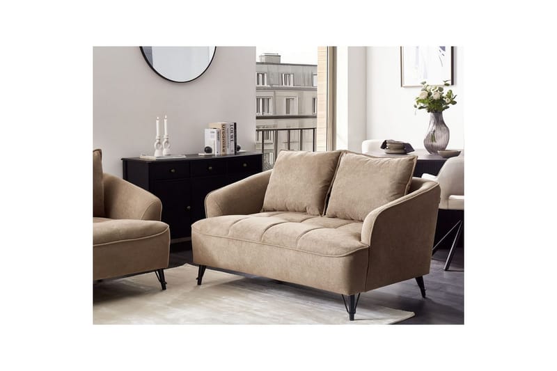 2-sitssoffa Hobro Brun, Svart - Brun, Svart - Möbler - Soffa - 2 sits soffa