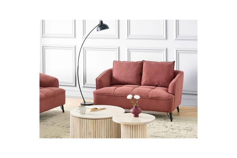 2-sitssoffa Hobro Röd, Svart - Röd, Svart - Möbler - Soffa - 2 sits soffa