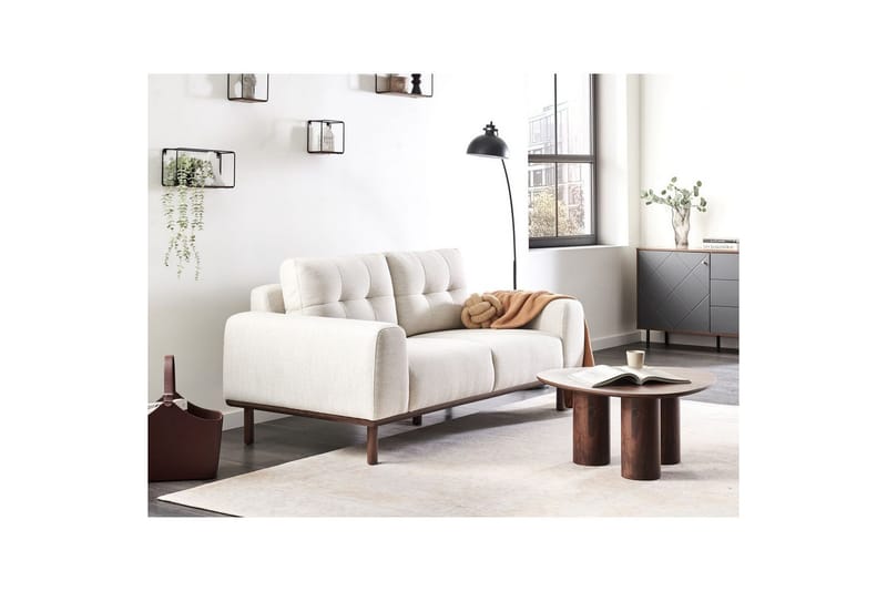 2-sitssoffa Laurila Beige, mörkt trä - Beige, mörkt trä - Möbler - Soffa - 2 sits soffa
