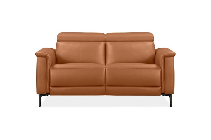2-sitssoffa Lund Cognac, Läder/PU, Manuell vilstol - Cognac, Läder/PU, Manuell vilstol - Möbler - Soffa - Skinnsoffor