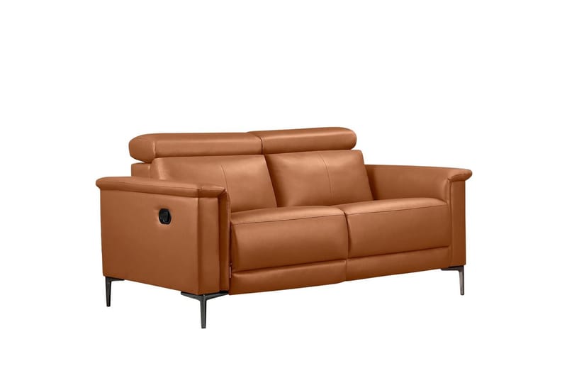2-sitssoffa Lund Cognac, Läder/PU, Manuell vilstol - Cognac, Läder/PU, Manuell vilstol - Möbler - Soffa - Skinnsoffor