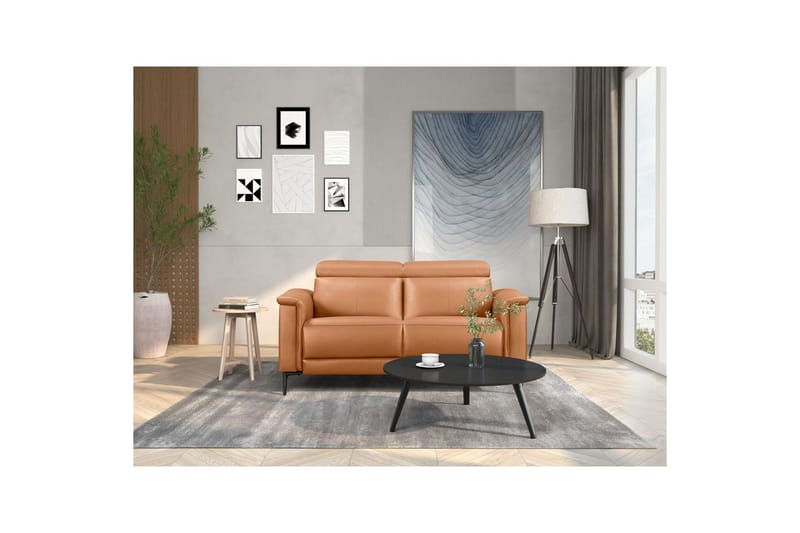 2-sitssoffa Lund Cognac, PU, Elektrisk vilstol - Cognac, PU, Elektrisk vilstol - Möbler - Soffa - Biosoffa & reclinersoffa - 2 sits biosoffa & reclinersoffa