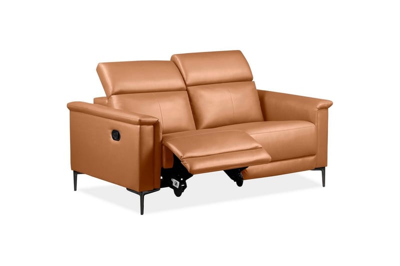 2-sitssoffa Lund Cognac, PU, Manuell vilstol - Cognac, PU, Manuell vilstol - Möbler - Soffa - Skinnsoffor