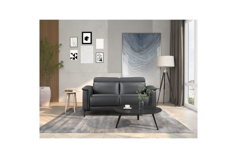 2-sitssoffa Lund Grå, PU, Elektrisk vilstol - Grå, PU, Elektrisk vilstol - Möbler - Soffa - Skinnsoffor