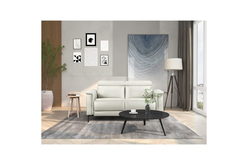 2-sitssoffa Lund Kräm, PU, Manuell vilstol - Kräm, PU, Manuell vilstol - Möbler - Soffa - Biosoffa & reclinersoffa - 2 sits biosoffa & reclinersoffa