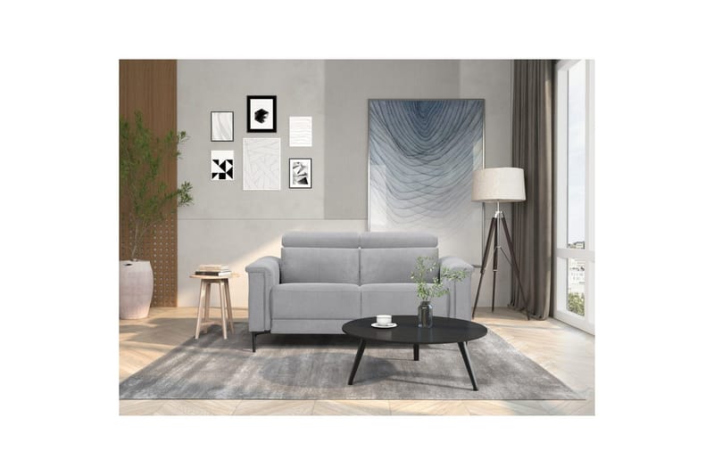 2-sitssoffa Lund Ljusgrå, Belfast tyg, Manuell vilstol - Ljusgrå, Belfast tyg, Manuell vilstol - Möbler - Soffa - 2 sits soffa