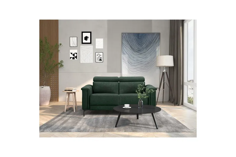 2-sitssoffa Lund Mörkgrön, Belfast tyg, Elektrisk vilstol - Mörkgrön, Belfast tyg, Elektrisk vilstol - Möbler - Soffa - Biosoffa & reclinersoffa - 2 sits biosoffa & reclinersoffa