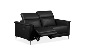 2-sitssoffa Lund Svart, Läder/PU, Manuell vilstol - Svart, Läder/PU, Manuell vilstol - Möbler - Soffa - Skinnsoffor