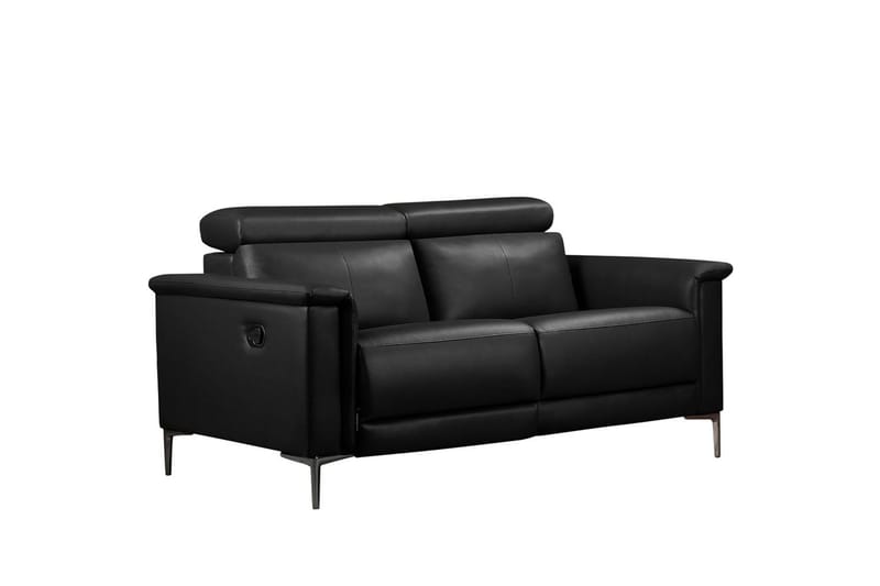 2-sitssoffa Lund Svart, Läder/PU, Manuell vilstol - Svart, Läder/PU, Manuell vilstol - Möbler - Soffa - Skinnsoffor