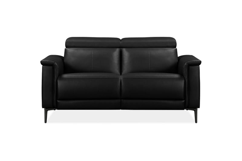 2-sitssoffa Lund Svart, Läder/PU, Manuell vilstol - Svart, Läder/PU, Manuell vilstol - Möbler - Soffa - Skinnsoffor