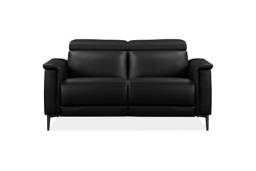 2-sitssoffa Lund Svart, Läder/PU, Manuell vilstol - Svart, Läder/PU, Manuell vilstol - Möbler - Soffa - Skinnsoffor