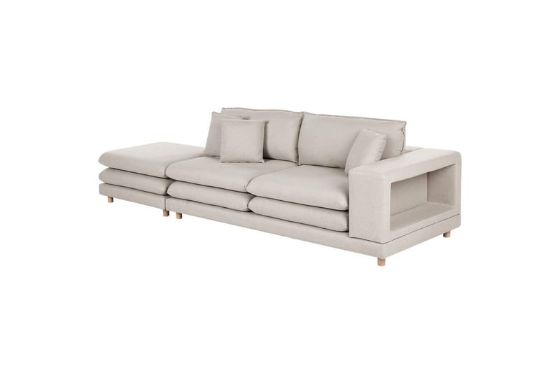 2-sitssoffa med fotpall Heden Beige/ljust trä - Beige/ljust trä - Möbler - Soffa - 2 sits soffa