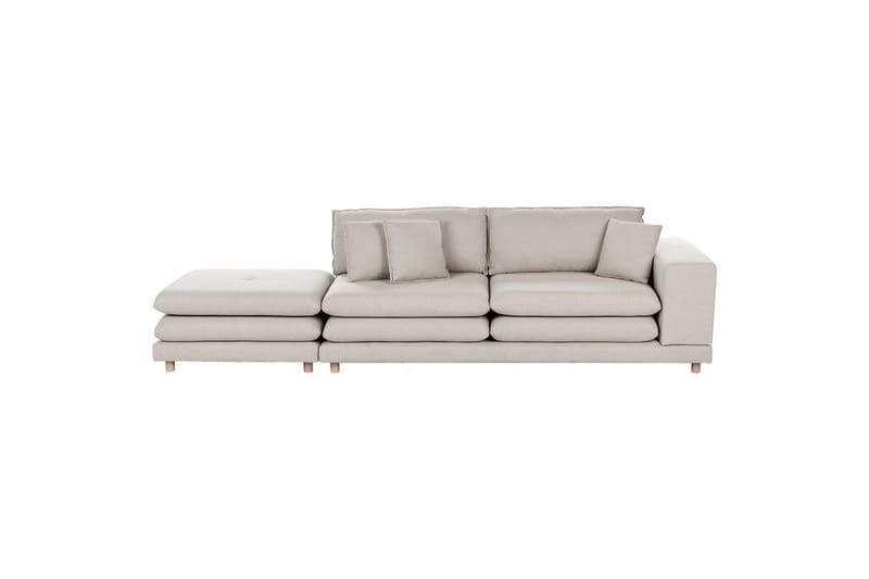 2-sitssoffa med fotpall Heden Beige/ljust trä - Beige/ljust trä - Möbler - Soffa - 2 sits soffa