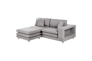 2-sitssoffa med fotpall Heden Grå/ljust trä - Grå/ljust trä - Möbler - Soffa - 2 sits soffa