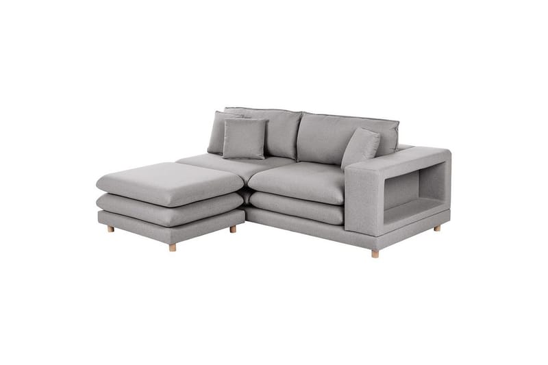 2-sitssoffa med fotpall Heden Grå/ljust trä - Grå/ljust trä - Möbler - Soffa - 2 sits soffa