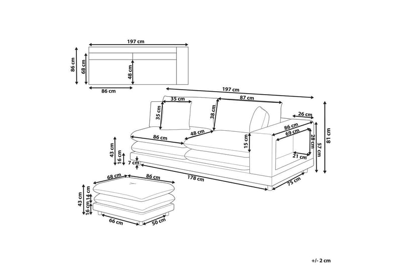 2-sitssoffa med fotpall Heden Grå/ljust trä - Grå/ljust trä - Möbler - Soffa - 2 sits soffa