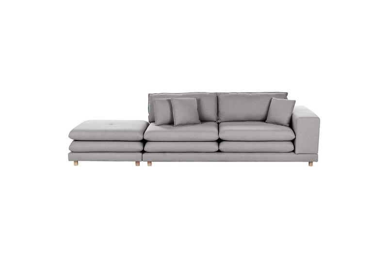 2-sitssoffa med fotpall Heden Grå/ljust trä - Grå/ljust trä - Möbler - Soffa - 2 sits soffa