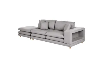 2-sitssoffa med fotpall Heden Grå/ljust trä - Grå/ljust trä - Möbler - Soffa - 2 sits soffa