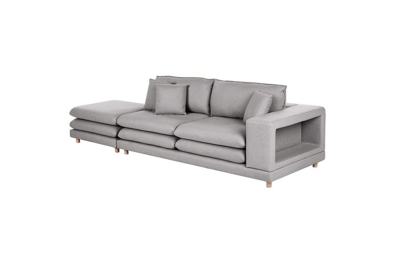2-sitssoffa med fotpall Heden Grå/ljust trä - Grå/ljust trä - Möbler - Soffa - 2 sits soffa