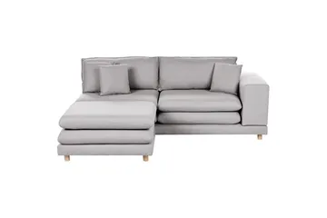2-sitssoffa med fotpall Heden Grå/ljust trä - Grå/ljust trä - Möbler - Soffa - 2 sits soffa