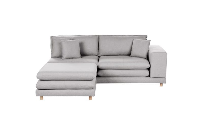 2-sitssoffa med fotpall Heden Grå/ljust trä - Grå/ljust trä - Möbler - Soffa - 2 sits soffa