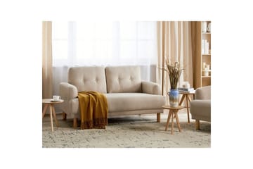 2-sitssoffa Tuve Beige, ljust trä, Manchestertyg
