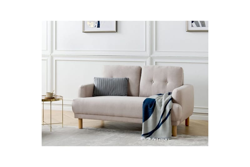 2-sitssoffa Tuve Beige, ljust trä, Polyester - Beige, ljust trä, Polyester - Möbler - Soffa - 2 sits soffa