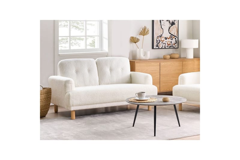 2-sitssoffa Tuve Vit, ljust trä, Bouclé - Vit, ljust trä, Bouclé - Möbler - Soffa - 2 sits soffa