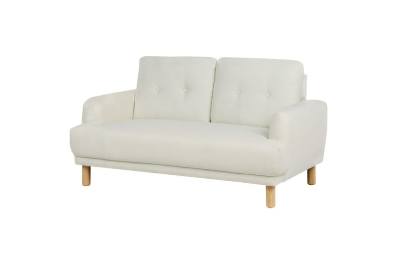 2-sitssoffa Tuve Vit, ljust trä, Polyester - Vit, ljust trä, Polyester - Möbler - Soffa - 2 sits soffa