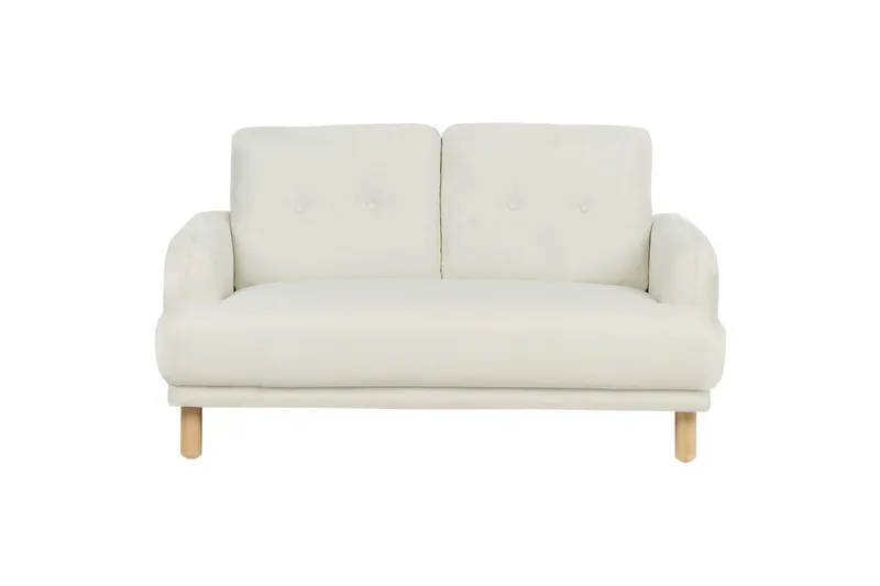 2-sitssoffa Tuve Vit, ljust trä, Polyester - Vit, ljust trä, Polyester - Möbler - Soffa - 2 sits soffa