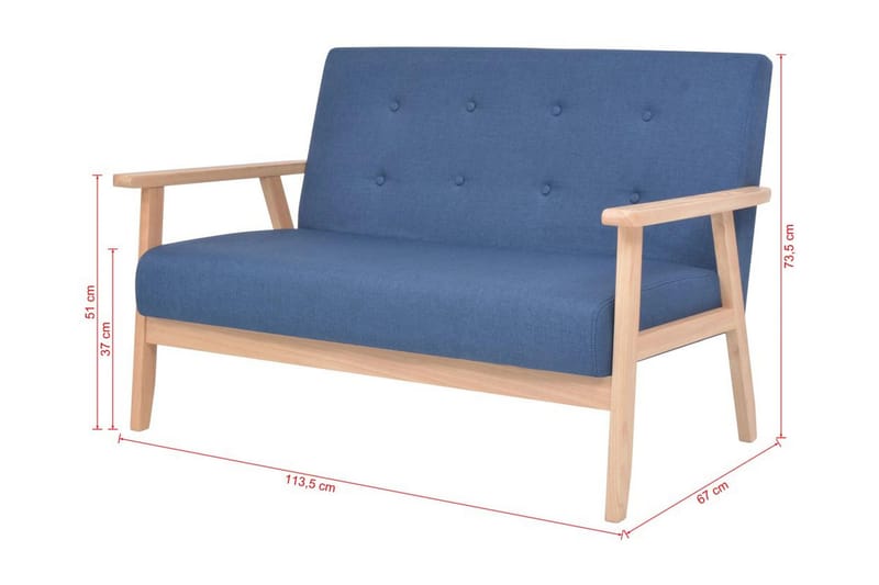 2-sitssoffa tyg blå - Blå - 2 sits soffa