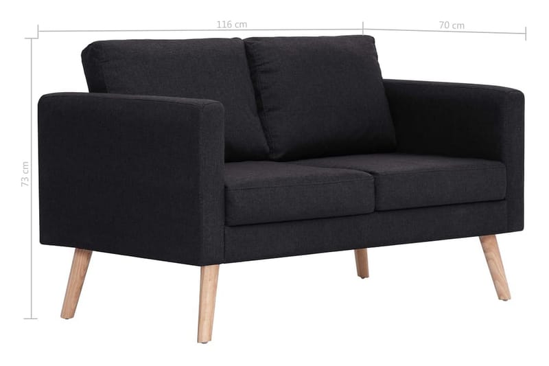 2-sitssoffa tyg svart - Svart - 2 sits soffa