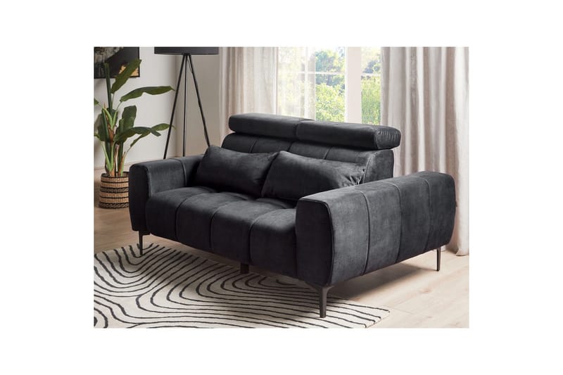 2-sitssoffa Vegamo Svart, Sammet - Svart, Sammet - Möbler - Soffa - 2 sits soffa