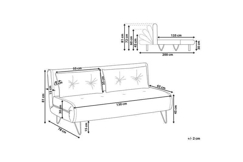 2-sitssoffa Vestfold Off-white, svart - Off-white, svart - Möbler - Soffa - Bäddsoffa