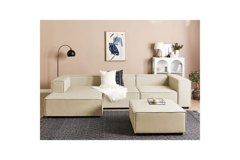 3-sits Hörnsoffa med fotpall Aprica Högervänd - Högervänd - Möbler - Soffa - Divansoffor & schäslongsoffa