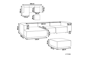 3-sits Hörnsoffa med fotpall Aprica Högervänd - Högervänd - Möbler - Soffa - Divansoffor & schäslongsoffa