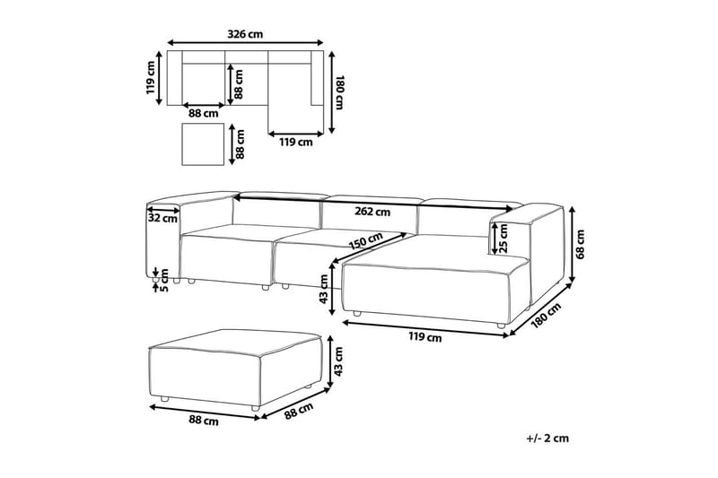 3-sits Hörnsoffa med fotpall Aprica Vänstervänd - Vänstervänd - Möbler - Soffa - Divansoffor & schäslongsoffa