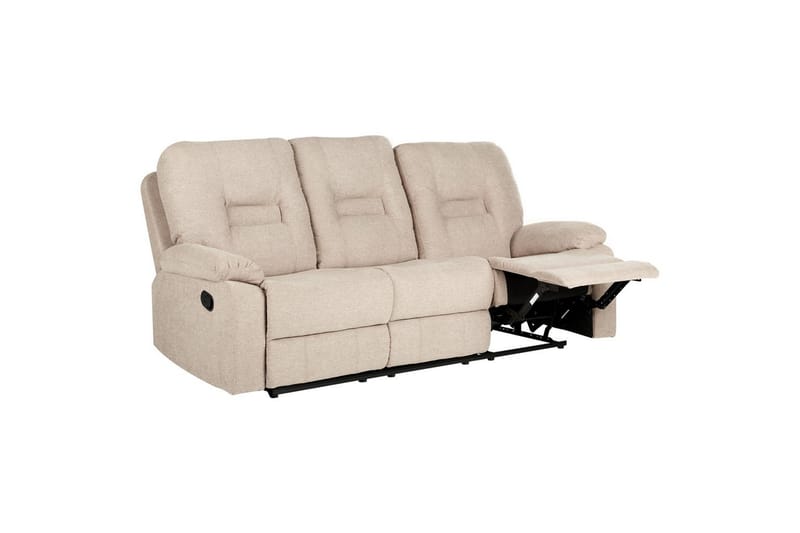 3-sits Reclinersoffa manuell Bergen Beige, svart - Beige, svart - Möbler - Soffa - 3 sits soffa