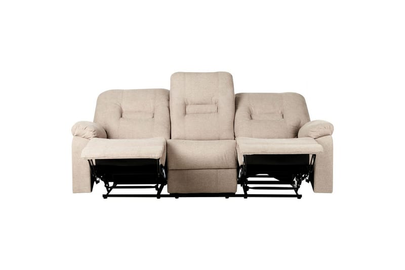 3-sits Reclinersoffa manuell Bergen Beige, svart - Beige, svart - Möbler - Soffa - 3 sits soffa