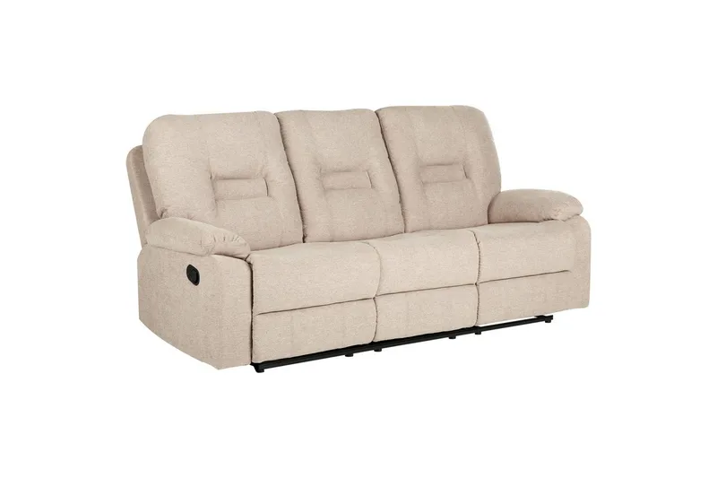 3-sits Reclinersoffa manuell Bergen Beige, svart - Beige, svart - Möbler - Soffa - 3 sits soffa