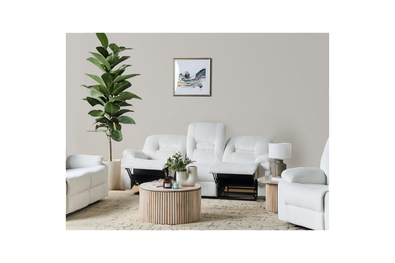 3-sits Reclinersoffa manuell Bergen Vit, Svart - Vit, Svart - Möbler - Soffa - Biosoffa & reclinersoffa